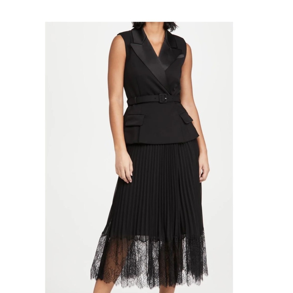 SELF-PORTRAIT
TAILORED CREPE AND CHIFFON MIDI DRESS